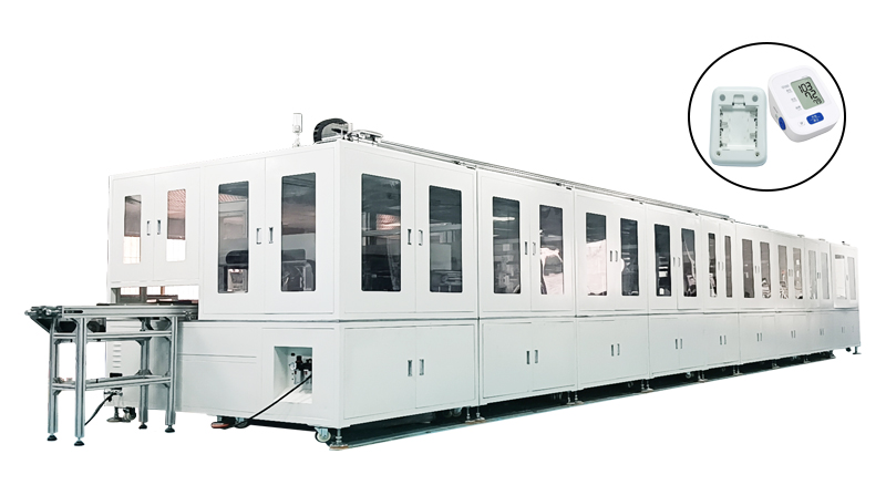  聯(lián)翊電子血壓計自動組裝線一條非標(biāo)結(jié)構(gòu)進行組裝，區(qū)分良品及不良品，自動分揀的自動化流水線